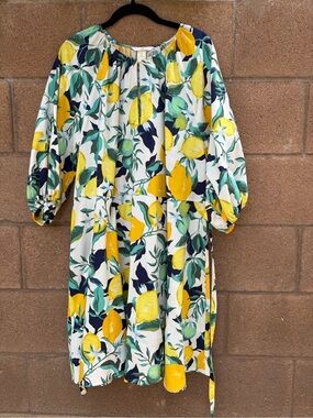 H&M Lemon Print Balloon-Sleeve Dress